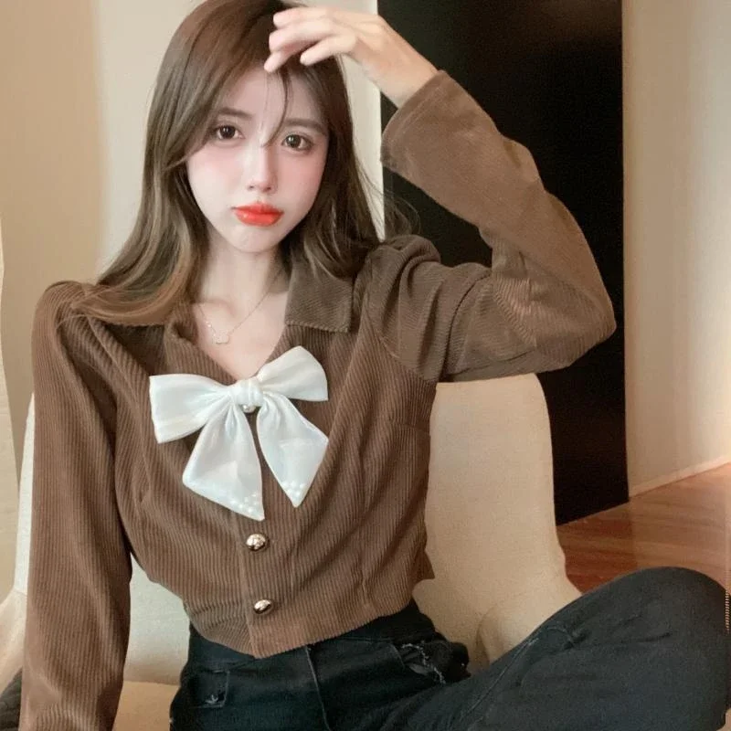 Winter Fall Women Ow Khaki Black Corduroy Short Top Bluse Shirt , Woman Korean Style Vintage Woman Clothes Tops Shirts
Winter Fall Women Ow Khaki Black Corduroy Short Top Bluse Shirt , Woman Korean Style Vintage Woman Clothes Tops Shirts