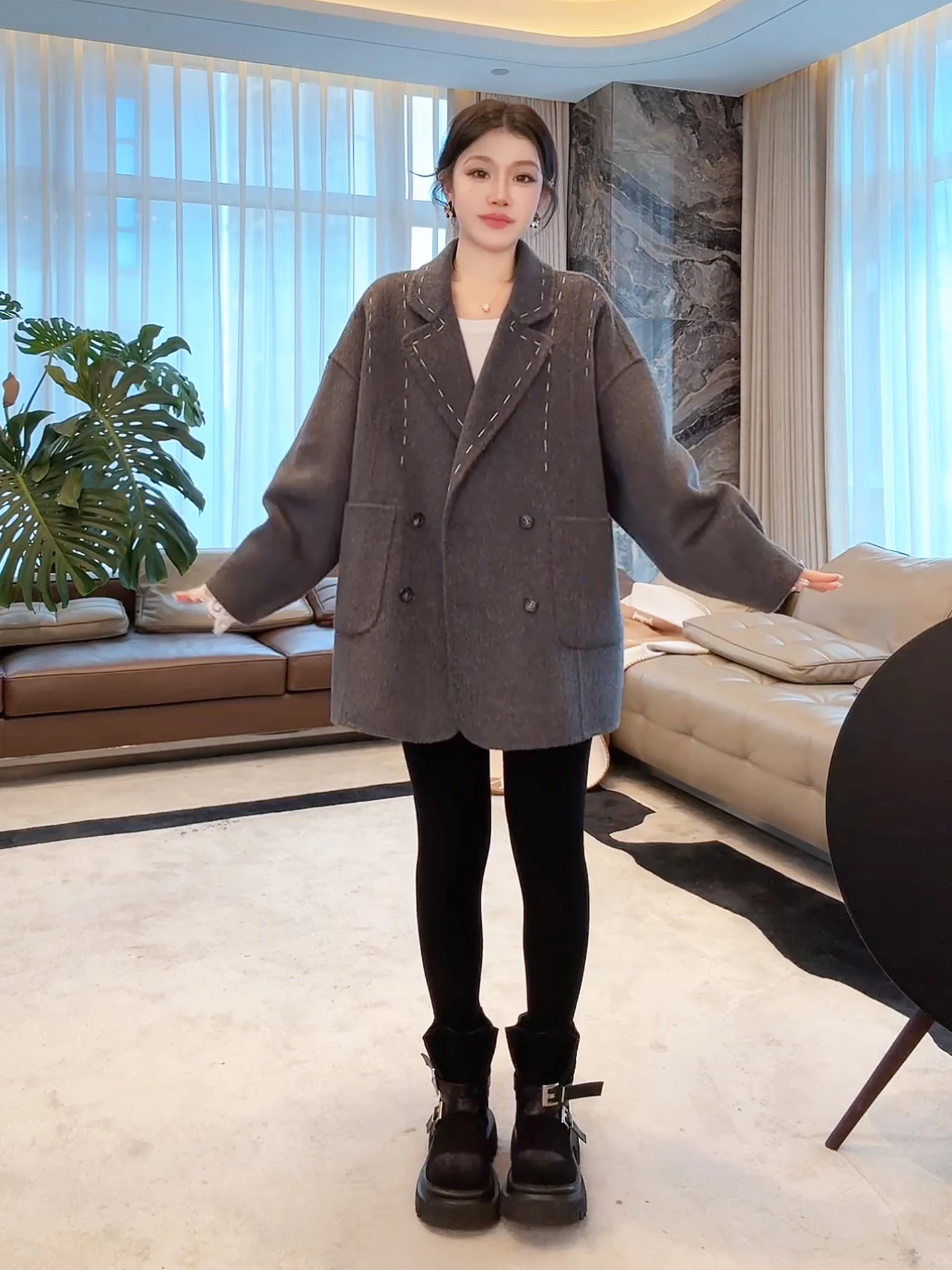 Двустороннее шерстяное пальто Old Yang ручной работы из смесовой шерсти альпака, модное, универсальное, с длинными рукавами, женское пальто
Двустороннее шерстяное пальто Old Yang ручной работы из смесовой шерсти альпака, модное, универсальное, с длинными рукавами, женское пальто