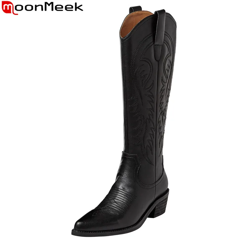 MoonMeek New Genuine Leather Western Boots 2023 Square Med Heels Winter Women's Boots Cool Female Zipper Knee High Boots
MoonMeek New Genuine Leather Western Boots 2023 Square Med Heels Winter Women's Boots Cool Female Zipper Knee High Boots