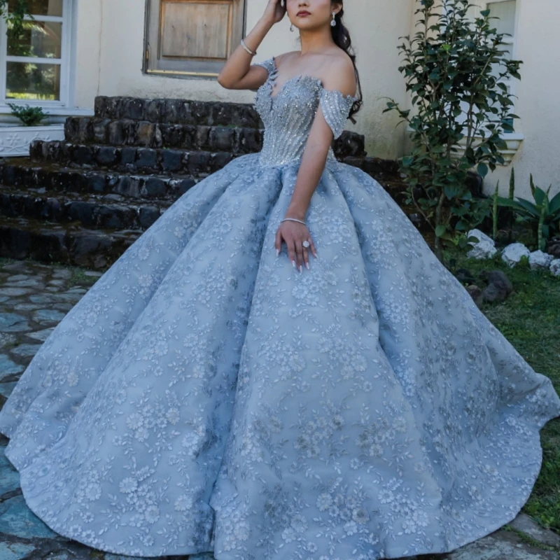 Blue Quinceanera Dresses Ball Gown Off The Shoulder Applique Lace Beading Tull Party Birthday Sweet 16 Dress Vestidos 15 Anos
Blue Quinceanera Dresses Ball Gown Off The Shoulder Applique Lace Beading Tull Party Birthday Sweet 16 Dress Vestidos 15 Anos