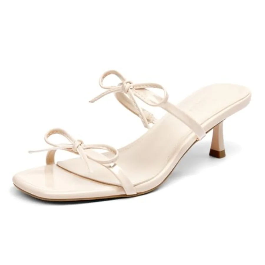 Coutgo Womens Kitten Heels Sandals Bow Square Open Toe Slides Two Strap Slip On Summer Dress Shoes
Coutgo Womens Kitten Heels Sandals Bow Square Open Toe Slides Two Strap Slip On Summer Dress Shoes