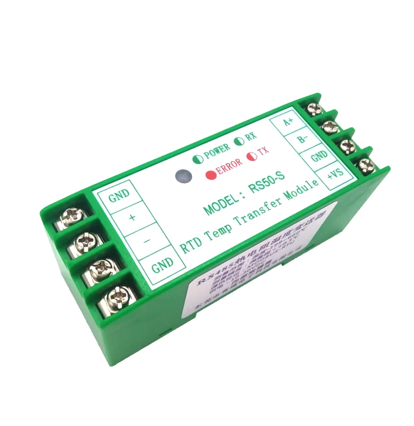 Промышленный модуль передачи температуры PT100/1000 RTD RS485 Изоляция Modbus с защитой от помех
Промышленный модуль передачи температуры PT100/1000 RTD RS485 Изоляция Modbus с защитой от помех