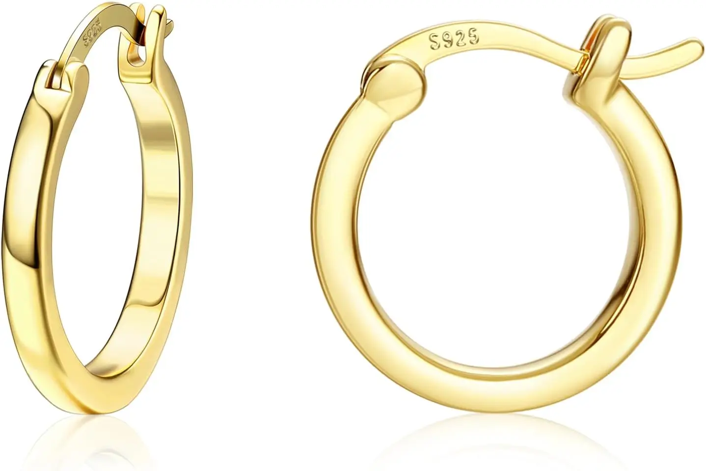 18K Gold Hoop Earrings, 925 Sterling Silver, Elegant Design
18K Gold Hoop Earrings, 925 Sterling Silver, Elegant Design