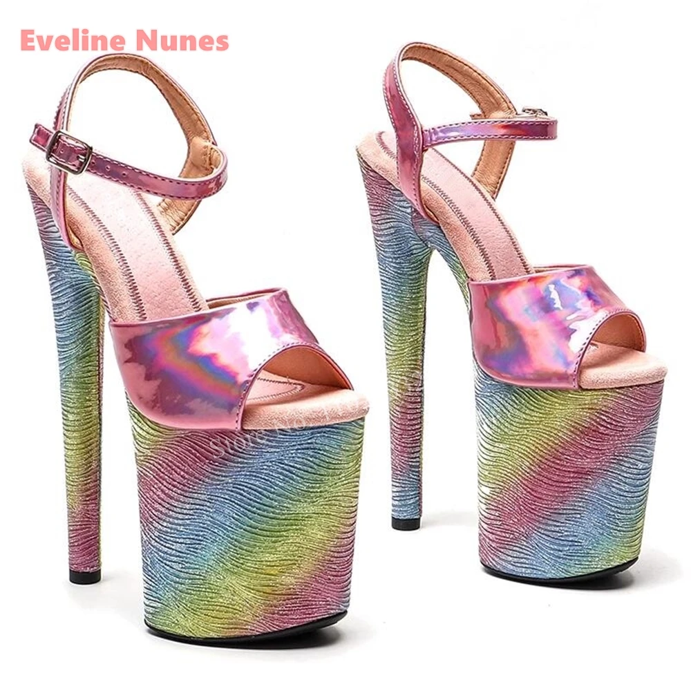 Rainbow Colorblock Stiletto Sandals Summer Women's Super Thin High Heel Ankle Buckle Round Toe Derss Sexy Party Nightclub Shoes
Rainbow Colorblock Stiletto Sandals Summer Women's Super Thin High Heel Ankle Buckle Round Toe Derss Sexy Party Nightclub Shoes
