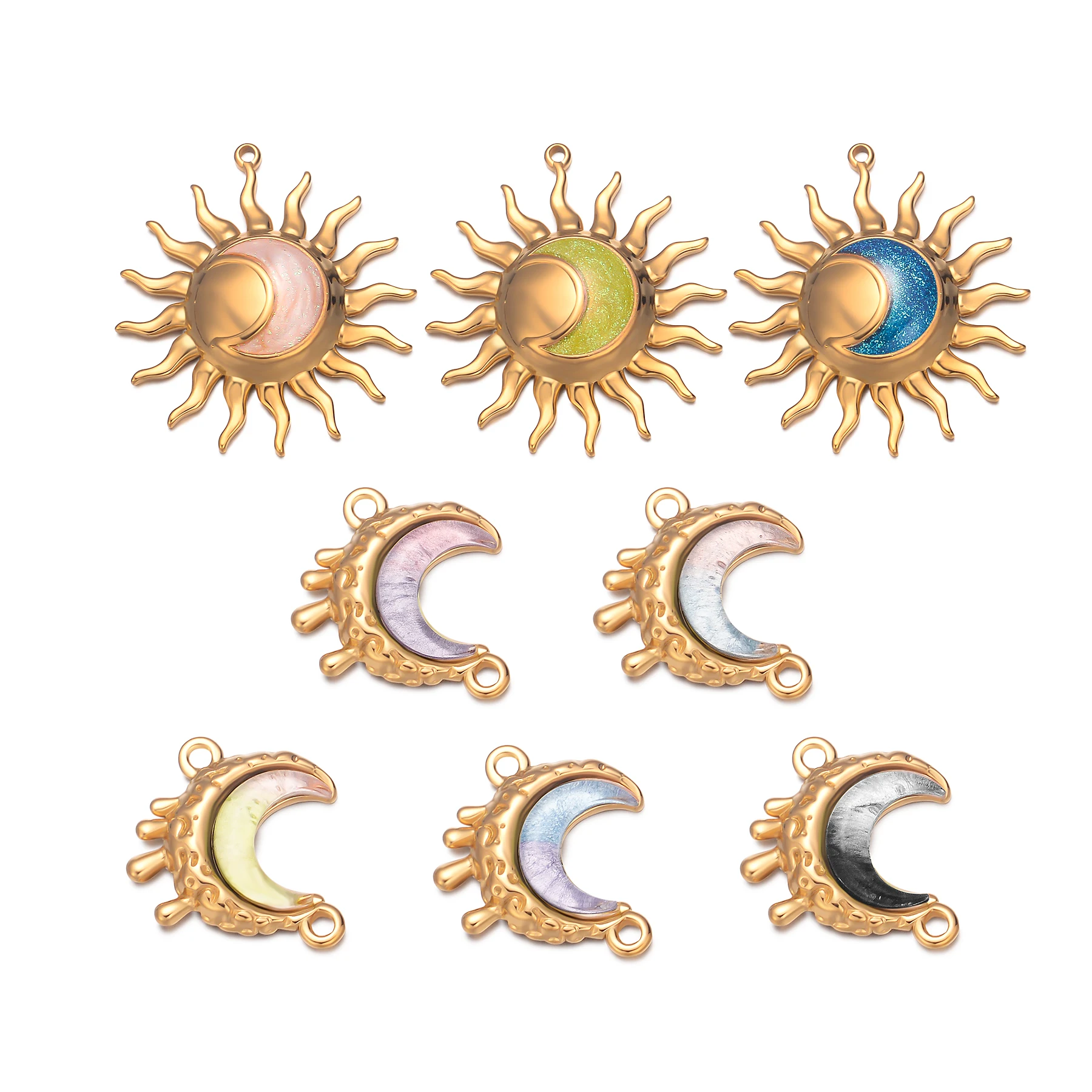 2Pcs Bohemian Style Enamel Sun Moon Pendant Stainless Steel Connector For DIY Handmade Women's Necklace Jewelry
2Pcs Bohemian Style Enamel Sun Moon Pendant Stainless Steel Connector For DIY Handmade Women's Necklace Jewelry