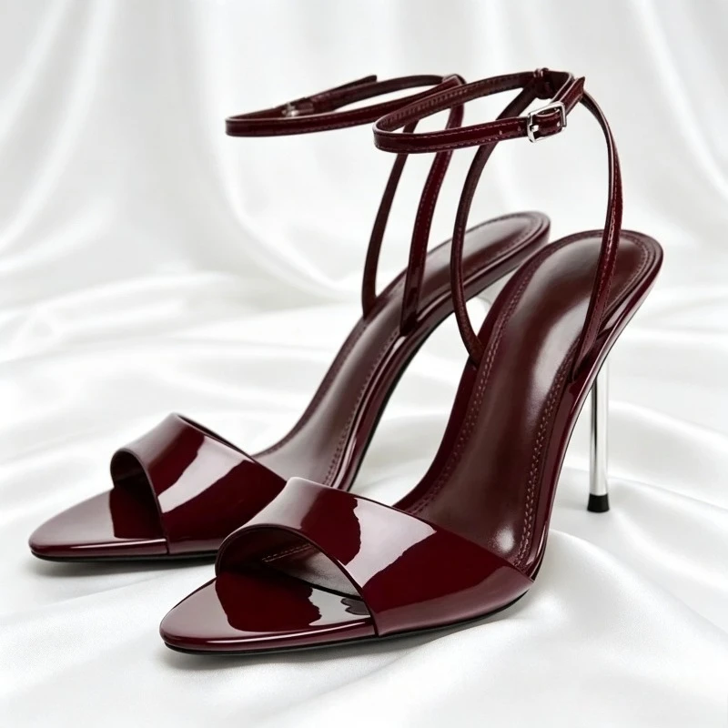 Patent Leather Sexy Metal Heel Pumps Women Sandals Summer New Ankle Strap Banquet Party Shoes Women Thin Heels Wedding Shoes
Patent Leather Sexy Metal Heel Pumps Women Sandals Summer New Ankle Strap Banquet Party Shoes Women Thin Heels Wedding Shoes