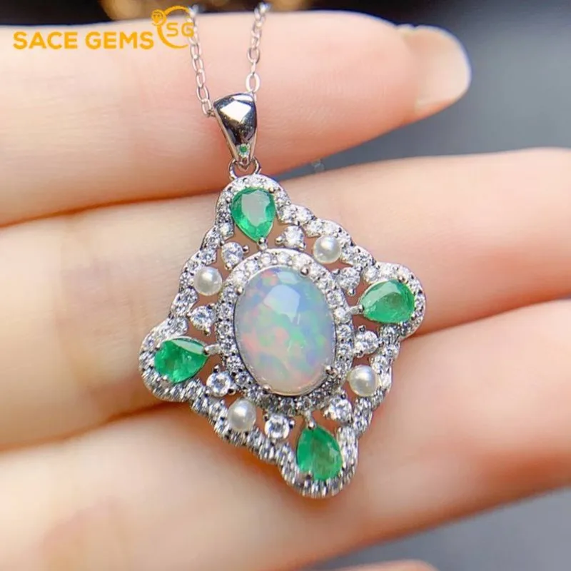 SACE GEMS 925 Sterling Silver Certified 6*8MM Natual Opal Pendant Necklaces for Womne Engagement Cocktail Party Fine Jewelry
SACE GEMS 925 Sterling Silver Certified 6*8MM Natual Opal Pendant Necklaces for Womne Engagement Cocktail Party Fine Jewelry