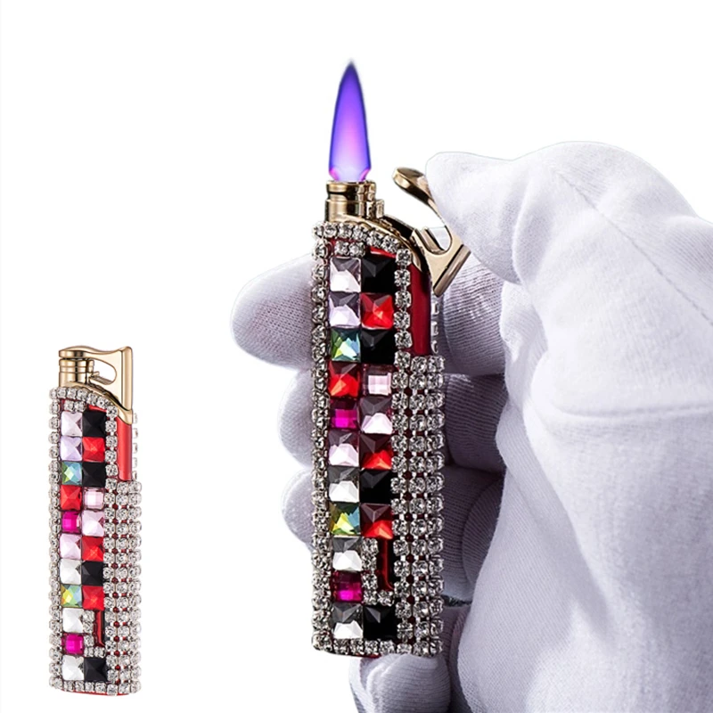 New Luxury Inlaid Colorful Diamond Inflatable Lighter with Visible Window Metal Windproof Jet Flame Lighter As A Gift for Women
New Luxury Inlaid Colorful Diamond Inflatable Lighter with Visible Window Metal Windproof Jet Flame Lighter As A Gift for Women