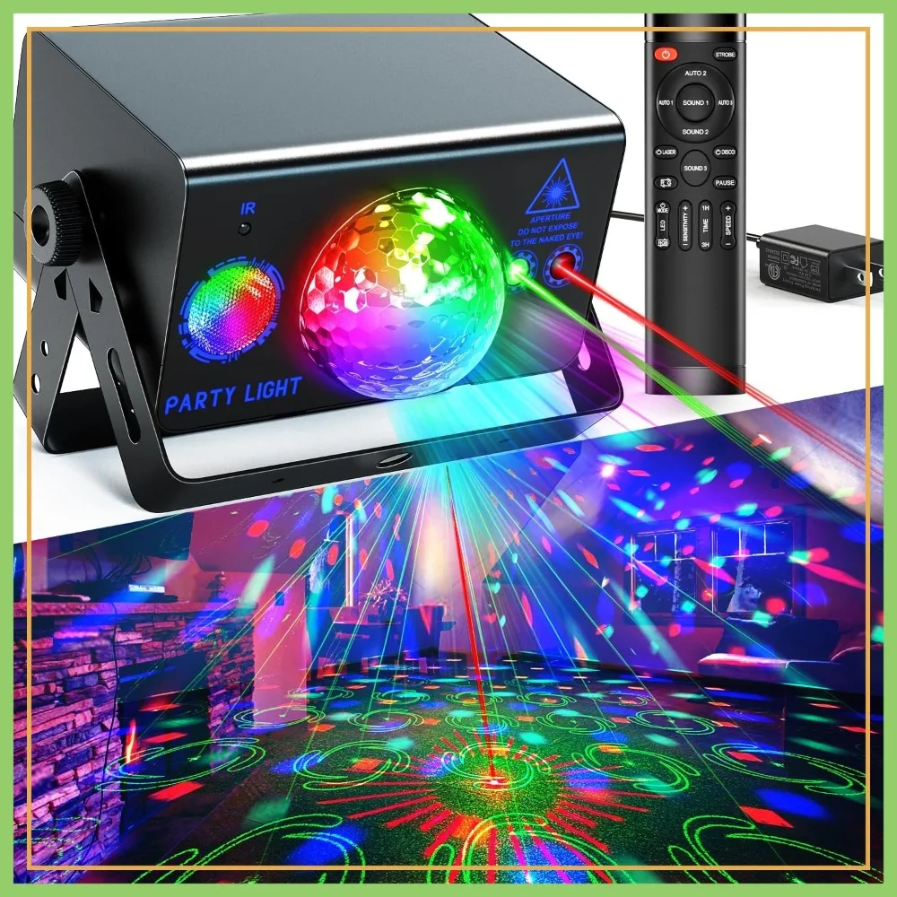 Party Lights, Disco Ball LED Sound Activated Stage Lights with Remote for Parties, Clubs, Weddings, Christmas
Party Lights, Disco Ball LED Sound Activated Stage Lights with Remote for Parties, Clubs, Weddings, Christmas