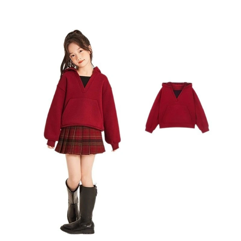Girls' Plaid Skirt Set Fall Winter, Fleece Lined Color Block Long Sleeve Hoodie Two-Piece Outfit for Big Kids Casual Wear
Girls' Plaid Skirt Set Fall Winter, Fleece Lined Color Block Long Sleeve Hoodie Two-Piece Outfit for Big Kids Casual Wear