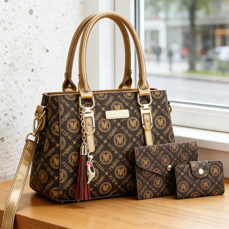 Women's Handbag Set, High-Quality Letter Print Shoulder Crossbody Bag, Large Capacity, Casual Travel Gift for All Seasons
Women's Handbag Set, High-Quality Letter Print Shoulder Crossbody Bag, Large Capacity, Casual Travel Gift for All Seasons