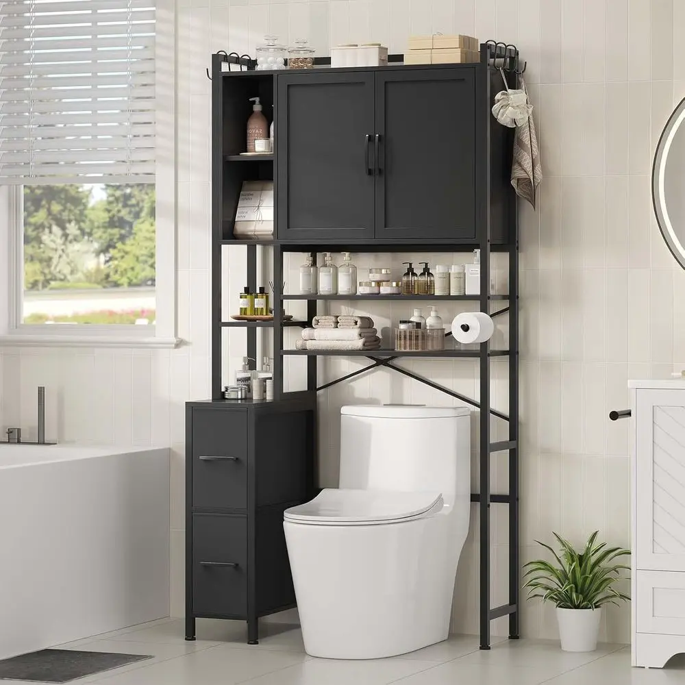 7-Tier Toilet Storage Cabinet with 2 Shelves & 6 Hooks, Over Toilet Storage with Tissue Holder, Ideal for Bathroom or Laundry Ro
7-Tier Toilet Storage Cabinet with 2 Shelves & 6 Hooks, Over Toilet Storage with Tissue Holder, Ideal for Bathroom or Laundry Ro
