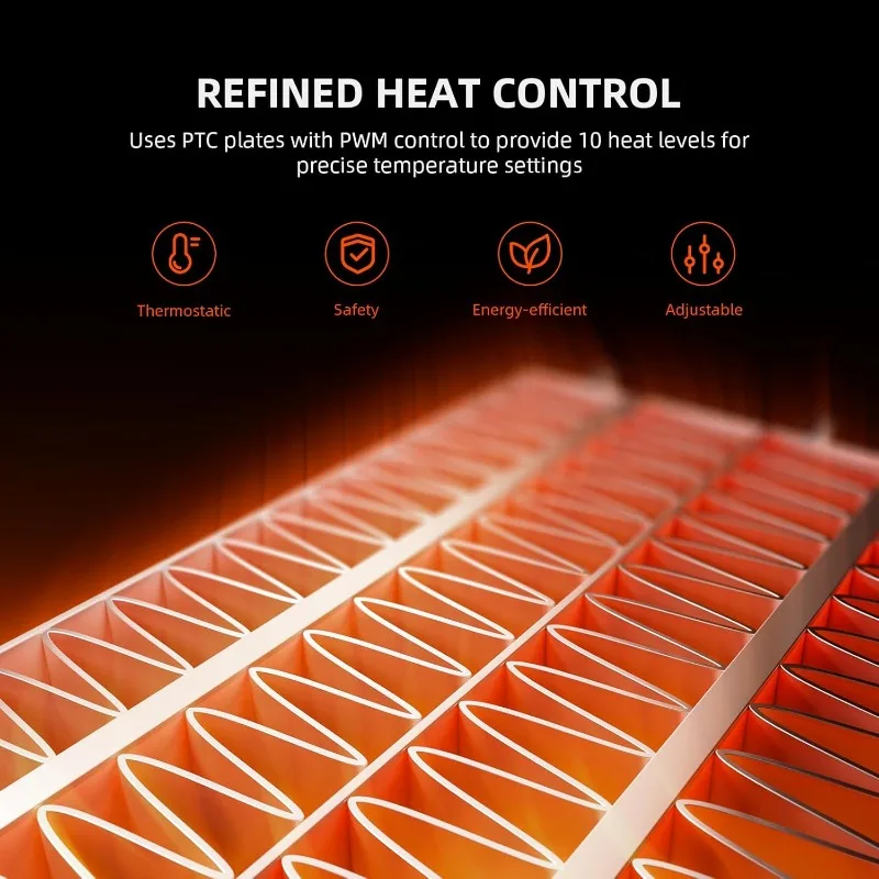 530W Portable Heater with Smart Temperature Control, 4 Modes & 24H Timer, 10-Level PTC Heating &
530W Portable Heater with Smart Temperature Control, 4 Modes & 24H Timer, 10-Level PTC Heating &