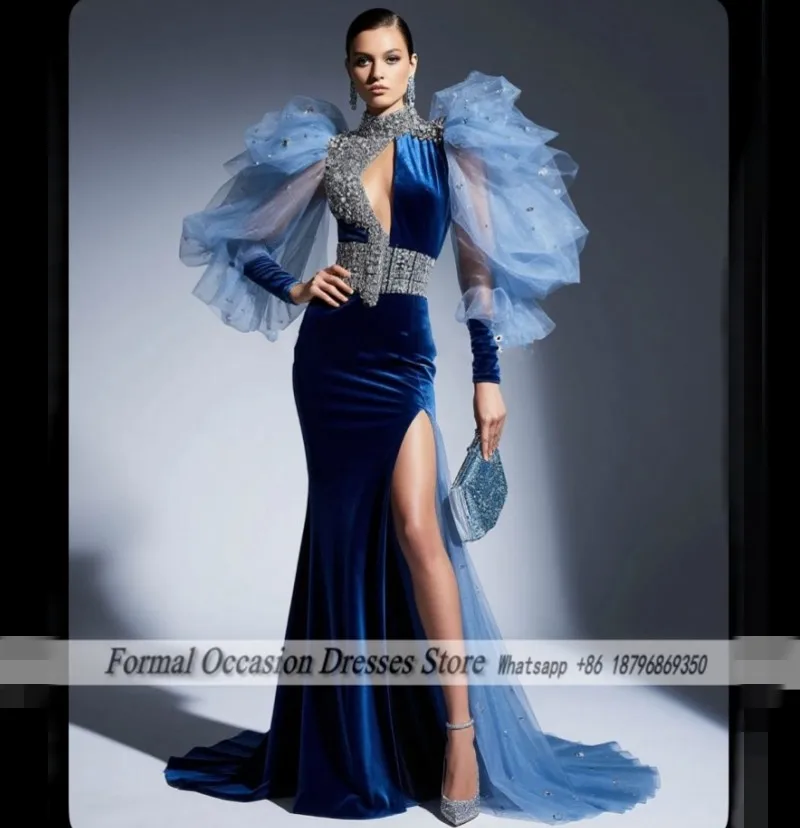 Formal Blue Evening Dresses Crystal Sequin Puffy Sleeves Women Mermaid Party Dress Long Modest Prom Gowns 2025 Customized
Formal Blue Evening Dresses Crystal Sequin Puffy Sleeves Women Mermaid Party Dress Long Modest Prom Gowns 2025 Customized