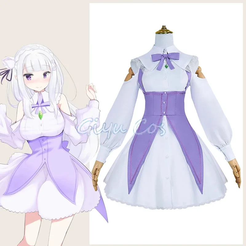 Re Zero Kara Hajimeru Isekai Seikatsu Emilia Cosplay Costumes Women Dress with Headdress for Halloween Party
Re Zero Kara Hajimeru Isekai Seikatsu Emilia Cosplay Costumes Women Dress with Headdress for Halloween Party