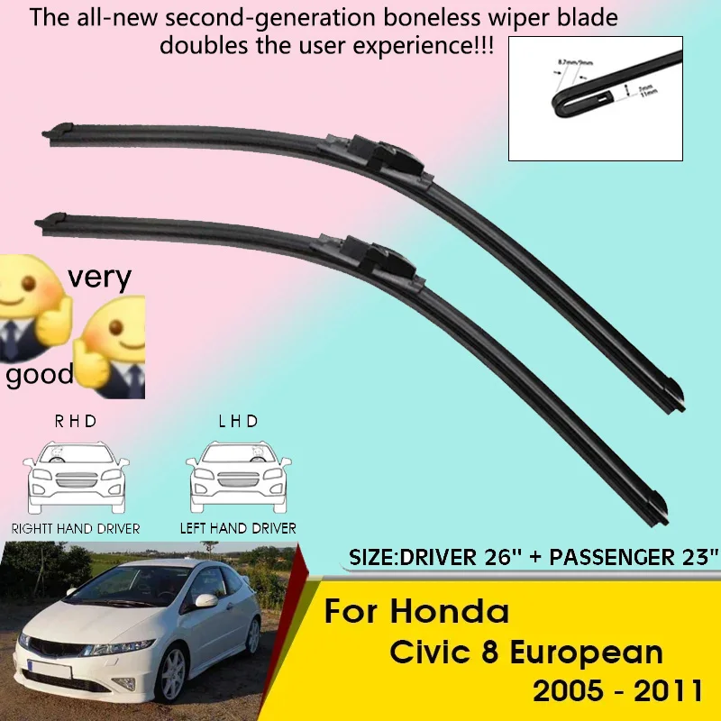Car Wiper Blades For Honda Civic 8 European 2005-2011 Windshield Windscreen Front Window Blades 26"+23" Car Accessories
Car Wiper Blades For Honda Civic 8 European 2005-2011 Windshield Windscreen Front Window Blades 26"+23" Car Accessories
