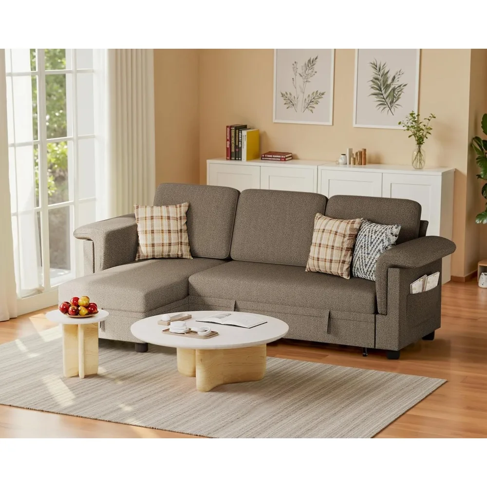 Sleeper Sofa, Pull Out Sofa Couch Bed with Storage Reversible Chaise, L-Shaped Sofas with Side Pocket for Living Room
Sleeper Sofa, Pull Out Sofa Couch Bed with Storage Reversible Chaise, L-Shaped Sofas with Side Pocket for Living Room