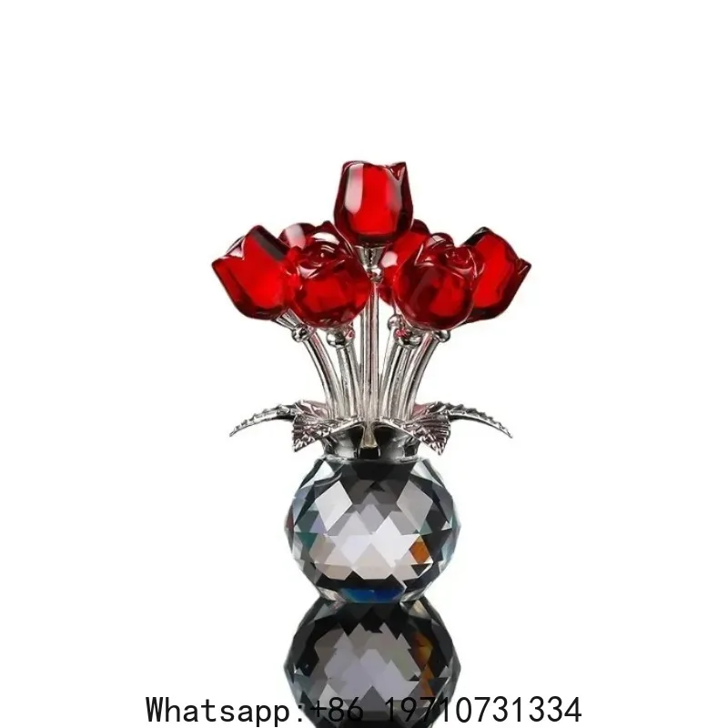 Crystal Red Rose Bouquet with Round Vase Figurines Gifts for Women Glass Bouquet Ornament Romantic Gifts Table Centerpiece
Crystal Red Rose Bouquet with Round Vase Figurines Gifts for Women Glass Bouquet Ornament Romantic Gifts Table Centerpiece
