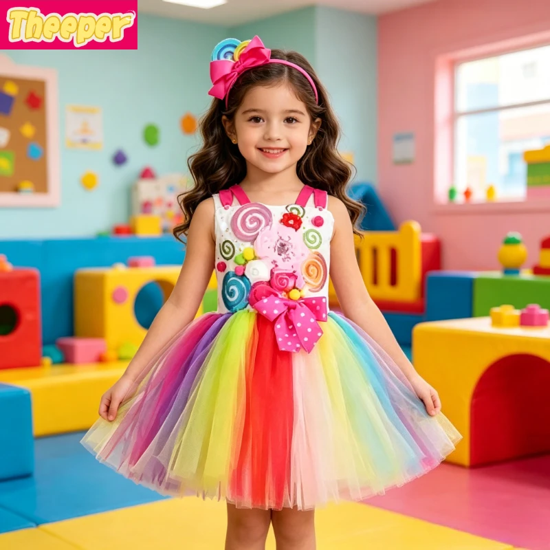 Sweet Lolly Decorated Layered Tulle Dress Multi-Colored Flower Details Candy Theme Attire for Holiday Parties and Photo Shoots
Sweet Lolly Decorated Layered Tulle Dress Multi-Colored Flower Details Candy Theme Attire for Holiday Parties and Photo Shoots