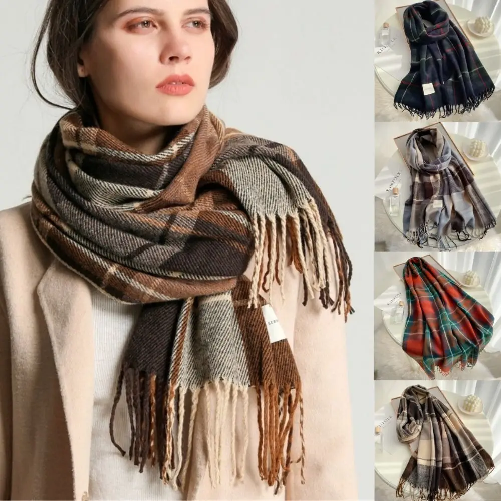 Модный полосатый клетчатый женский шарф, имитация кашемира, зимняя шаль с кисточками, универсальная шаль из пашмины для пар 
Модный полосатый клетчатый женский шарф, имитация кашемира, зимняя шаль с кисточками, универсальная шаль из пашмины для пар