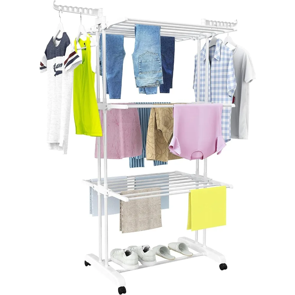 Large 4-Tier Foldable Drying Rack with Castors, Stainless Steel Laundry Rack for Clothes and Shoes
Large 4-Tier Foldable Drying Rack with Castors, Stainless Steel Laundry Rack for Clothes and Shoes