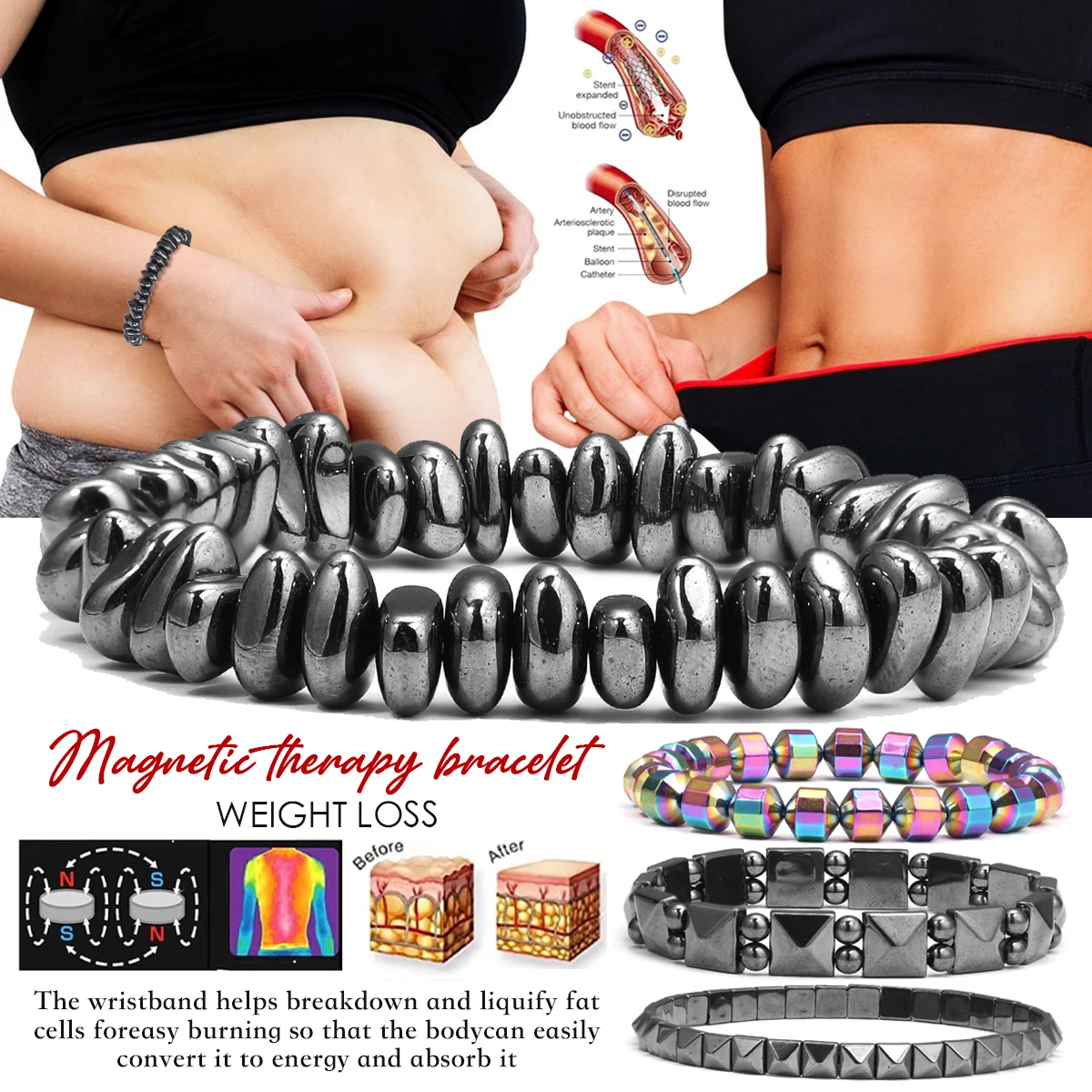 Classical Hematite Energy Beaded Elastic Magnetic Therapy Health Care Loss Weight Bracelets Slimming Health Care for Men Women
Classical Hematite Energy Beaded Elastic Magnetic Therapy Health Care Loss Weight Bracelets Slimming Health Care for Men Women