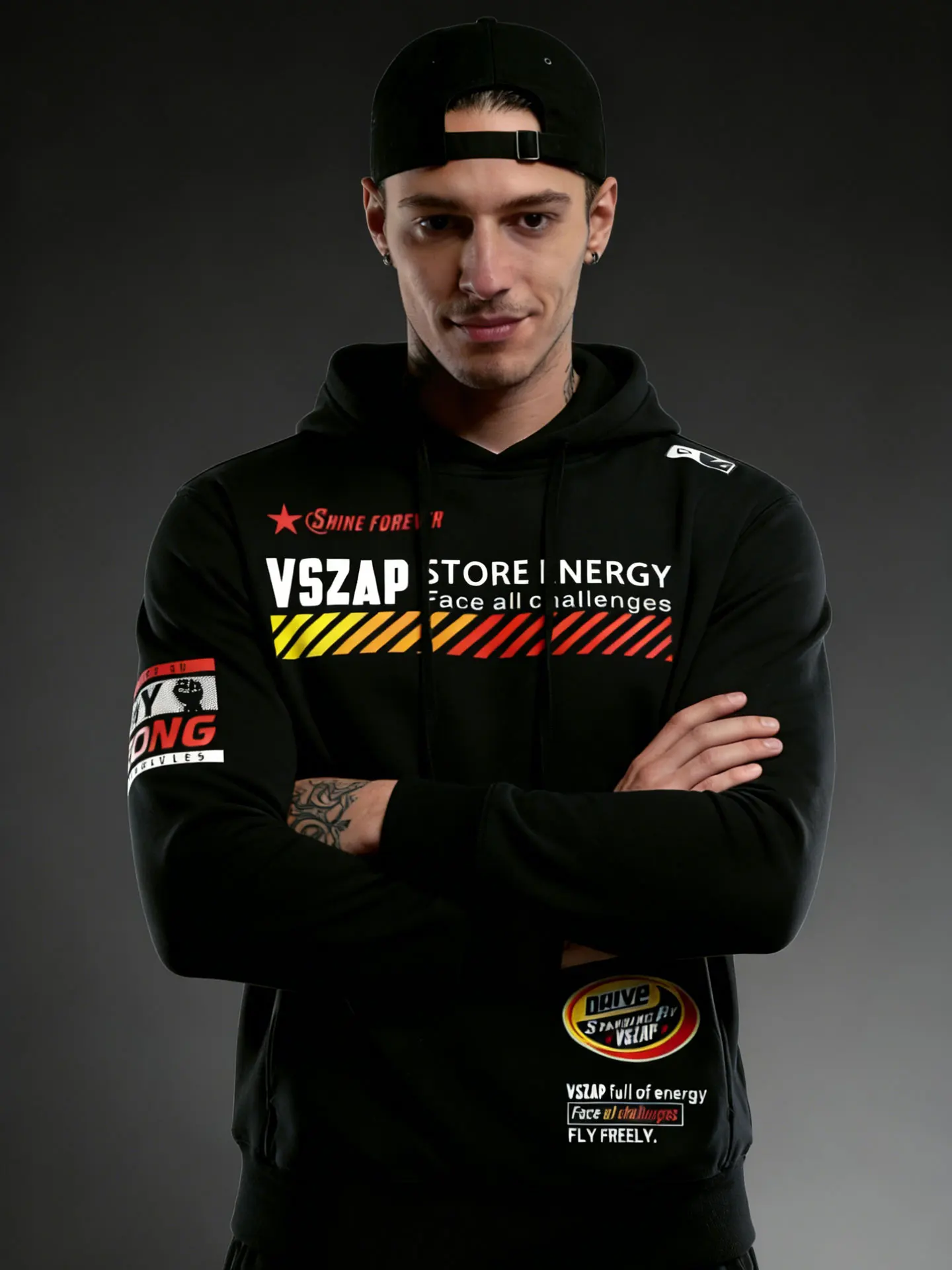 Мужская спортивная толстовка VSZAP American Street Style с длинным рукавом, принтованная, из комфортного эластичного полиэстера, повседневная.
Мужская спортивная толстовка VSZAP American Street Style с длинным рукавом, принтованная, из комфортного эластичного полиэстера, повседневная.