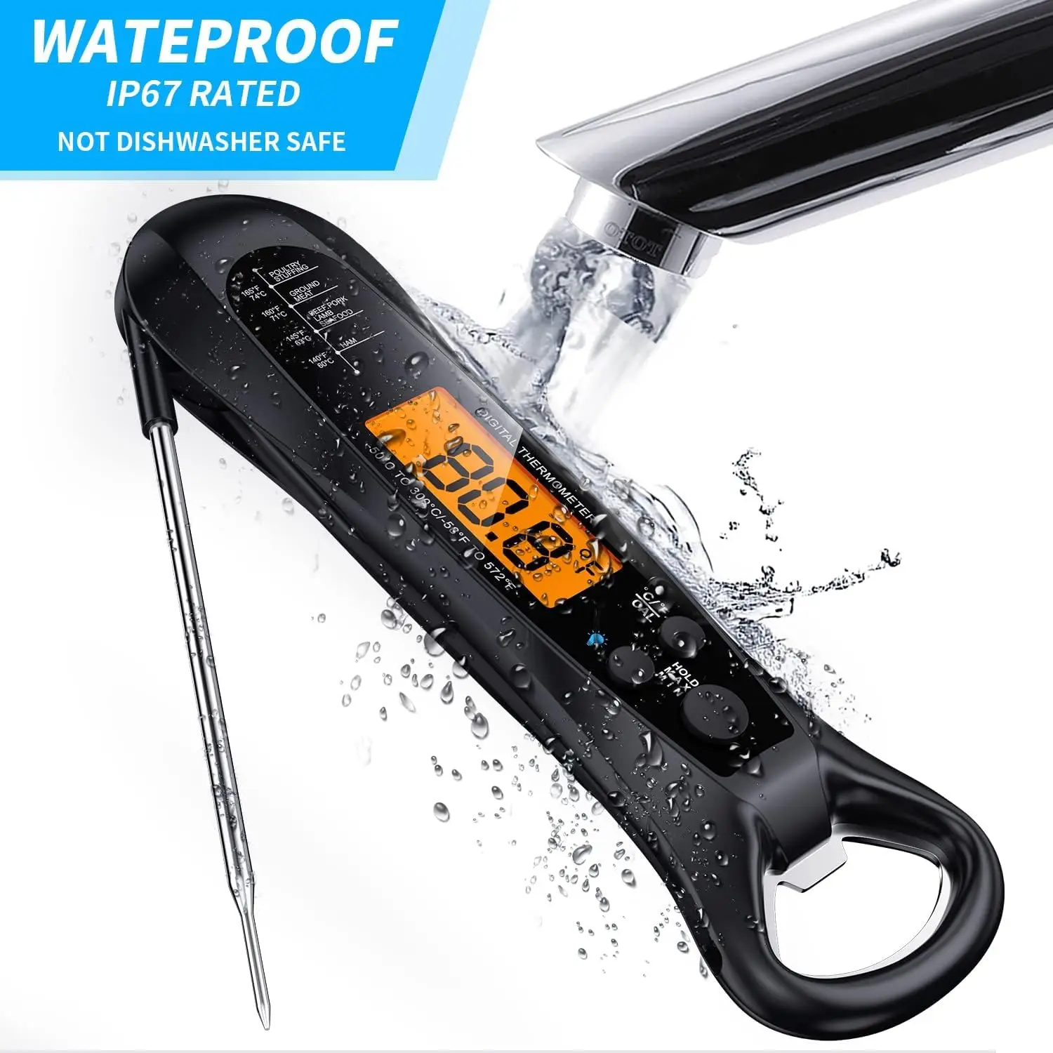 Instant Read Meat Thermometer for Cooking, Fast & Precise Digital Food Thermometer with Backlight, Magnet, Calibration, kitchen
Instant Read Meat Thermometer for Cooking, Fast & Precise Digital Food Thermometer with Backlight, Magnet, Calibration, kitchen