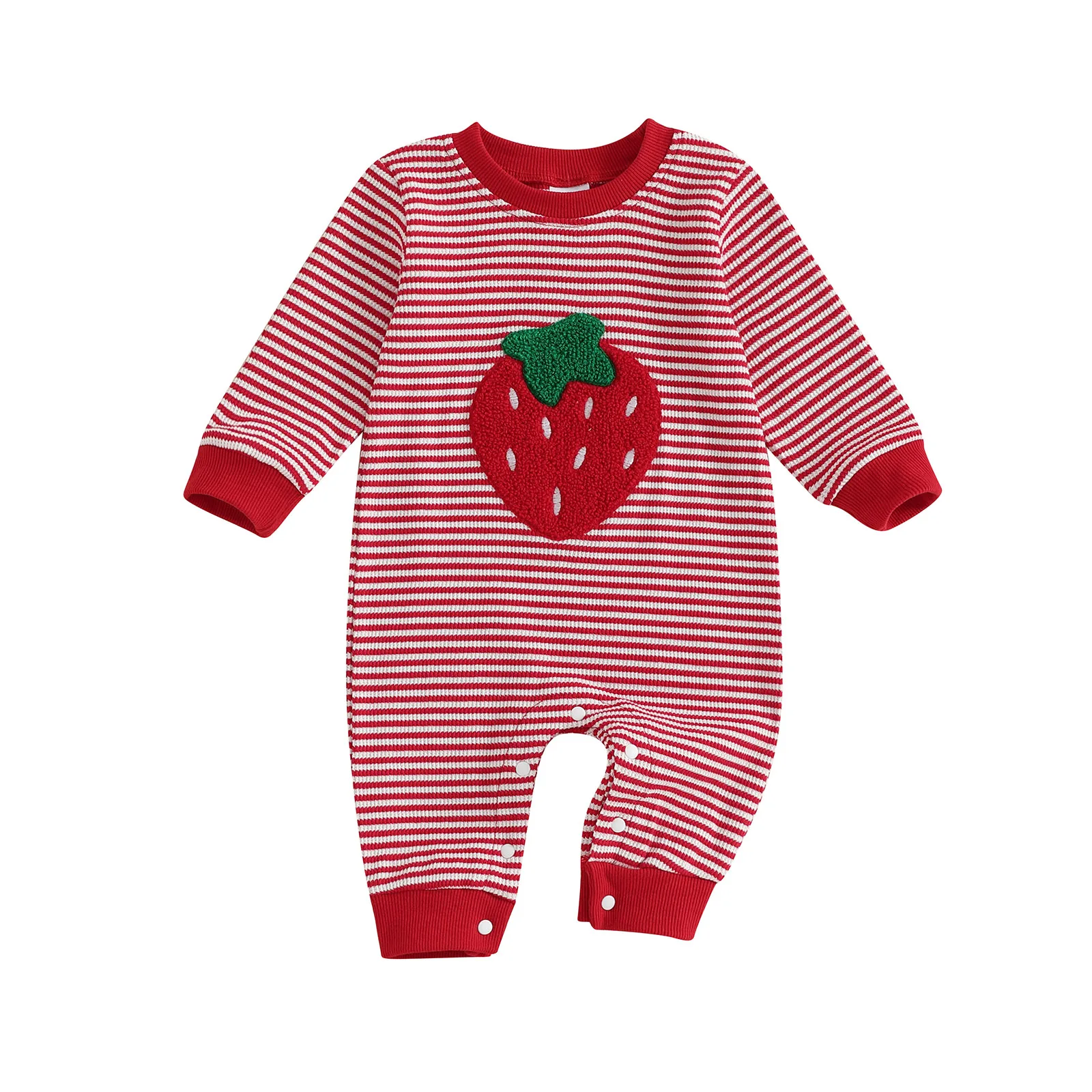 Baby Fall Romper Loose Fit Stylish Strawberry Tractor Boots Pattern Striped Crew Neck Long Sleeve Newborn Jumpsuit
Baby Fall Romper Loose Fit Stylish Strawberry Tractor Boots Pattern Striped Crew Neck Long Sleeve Newborn Jumpsuit
