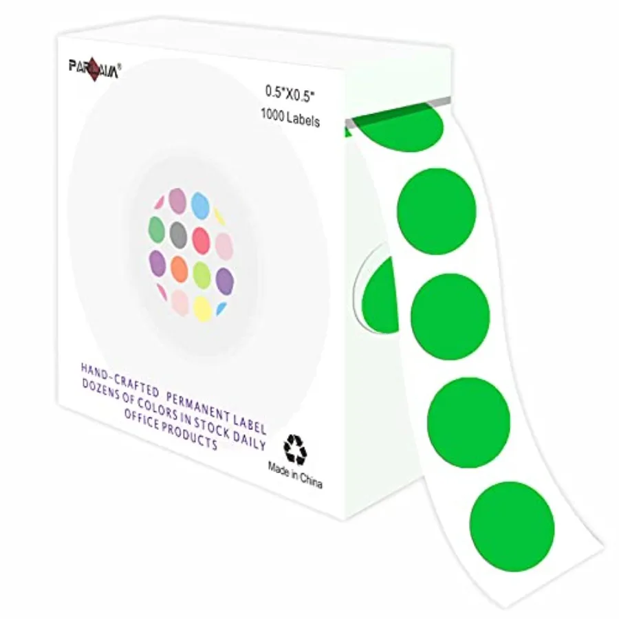 1/2 Inch Round Permanent Adhesive Green Color-Code Dot Stickers 1000 Count Roll for Label Dispenser Box with Durable Green Circ
1/2 Inch Round Permanent Adhesive Green Color-Code Dot Stickers 1000 Count Roll for Label Dispenser Box with Durable Green Circ