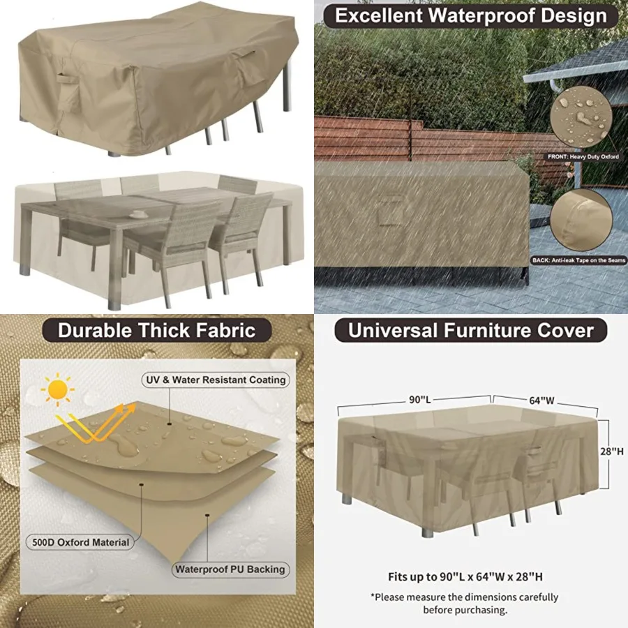 Patio Furniture Covers, Outdoor Table Furniture Cover Waterproof Rectangle, Patio Sectional Couch Set Cover for Deck, Lawn and
Patio Furniture Covers, Outdoor Table Furniture Cover Waterproof Rectangle, Patio Sectional Couch Set Cover for Deck, Lawn and