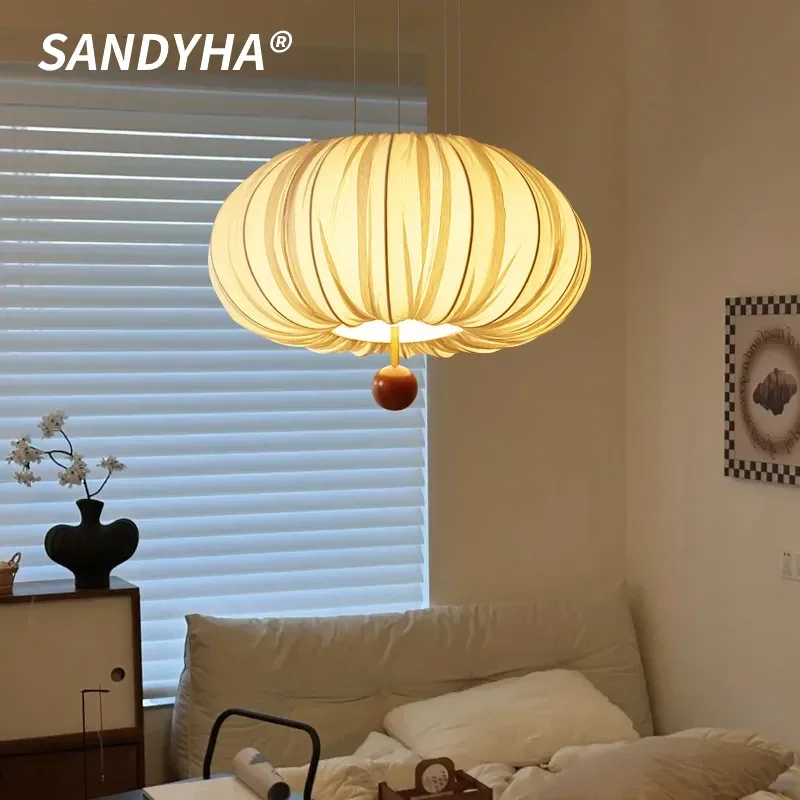 SANDYHA French Vintage Fabric Pendant Light Pumpkin Design Hanging Chandelier for Living Dining Room Led Lamp Bedroom Decoration
SANDYHA French Vintage Fabric Pendant Light Pumpkin Design Hanging Chandelier for Living Dining Room Led Lamp Bedroom Decoration