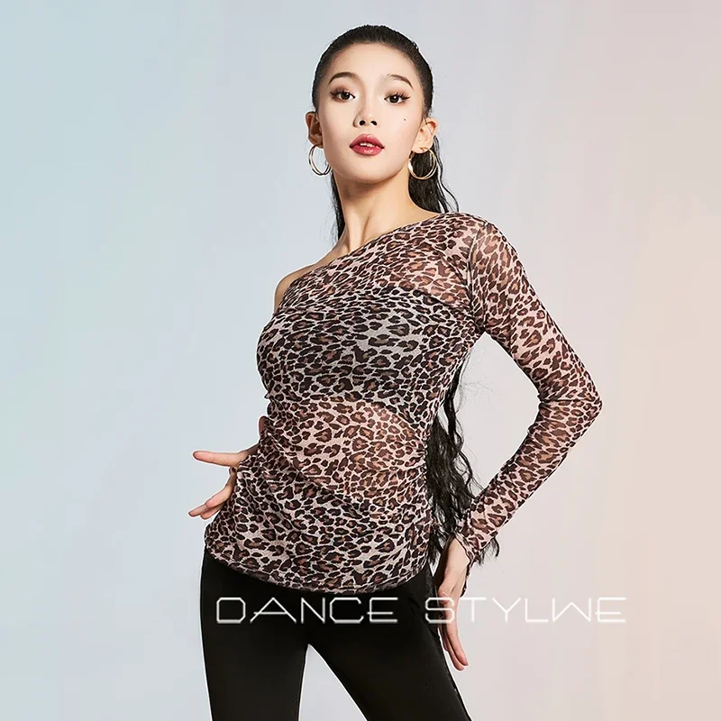 Latin Top Leopard Print Dancewear Women Long Sleeve Mesh Training Tops Adult Rumba Tango Latin Dancer Practice Clothes
Latin Top Leopard Print Dancewear Women Long Sleeve Mesh Training Tops Adult Rumba Tango Latin Dancer Practice Clothes
