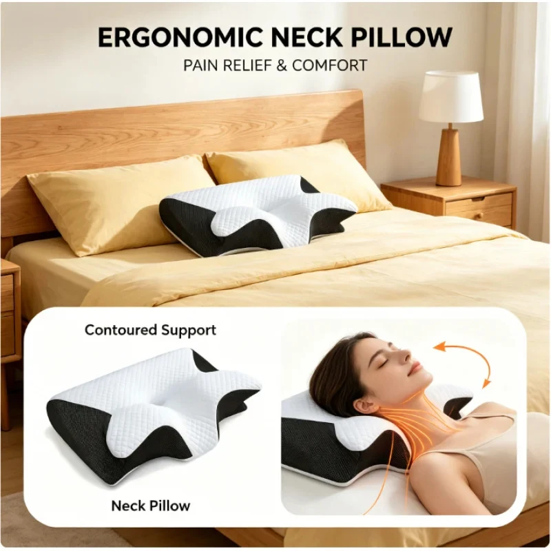 Ergonomic Horn Neck Pillow Contoured Design Soft Firm Support Shoulder Relaxation for Bed Side Back Stomach Sleepers
Ergonomic Horn Neck Pillow Contoured Design Soft Firm Support Shoulder Relaxation for Bed Side Back Stomach Sleepers