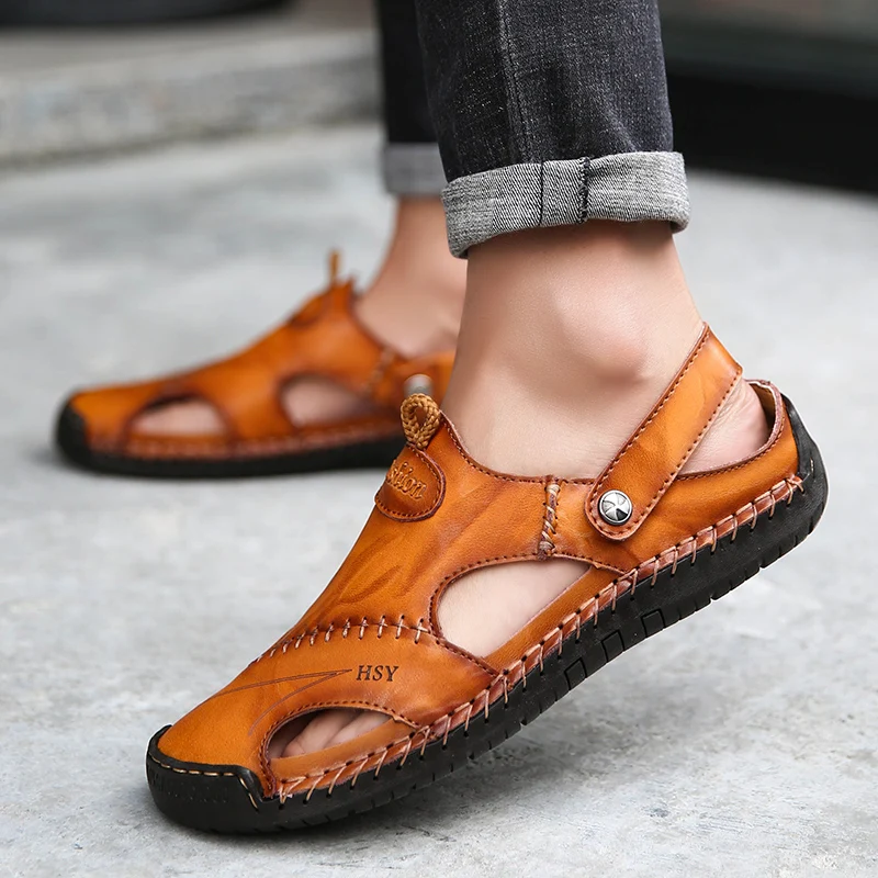 Outdoor Men's Fashion Brand Breathable Soft Soled Beach Shoes Summer New Style Men Comfortable Toe Cover Slip Resistant Sandals
Outdoor Men's Fashion Brand Breathable Soft Soled Beach Shoes Summer New Style Men Comfortable Toe Cover Slip Resistant Sandals