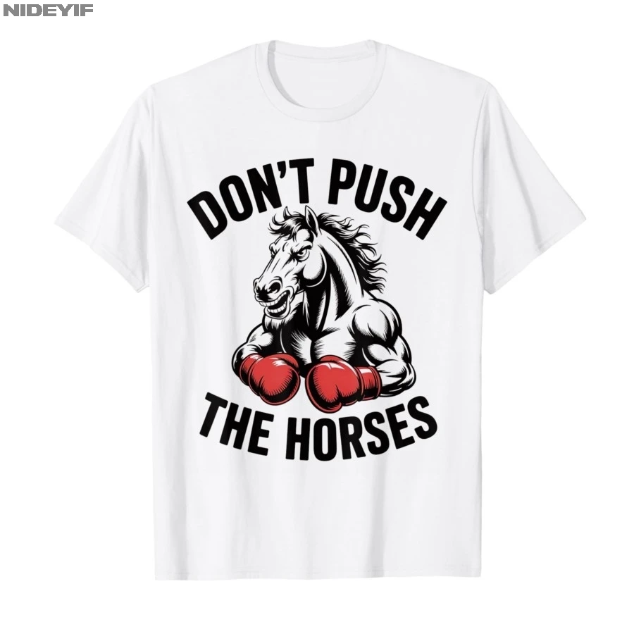 Футболка мужская хлопковая с забавным мультяшным принтом «Не душите лошадей» и изображением лошади, занимающейся боксом, летняя повседневная белая футболка 2026 года, новинка, юмор
Футболка мужская хлопковая с забавным мультяшным принтом «Не душите лошадей» и изображением лошади, занимающейся боксом, летняя повседневная белая футболка 2026 года, новинка, юмор