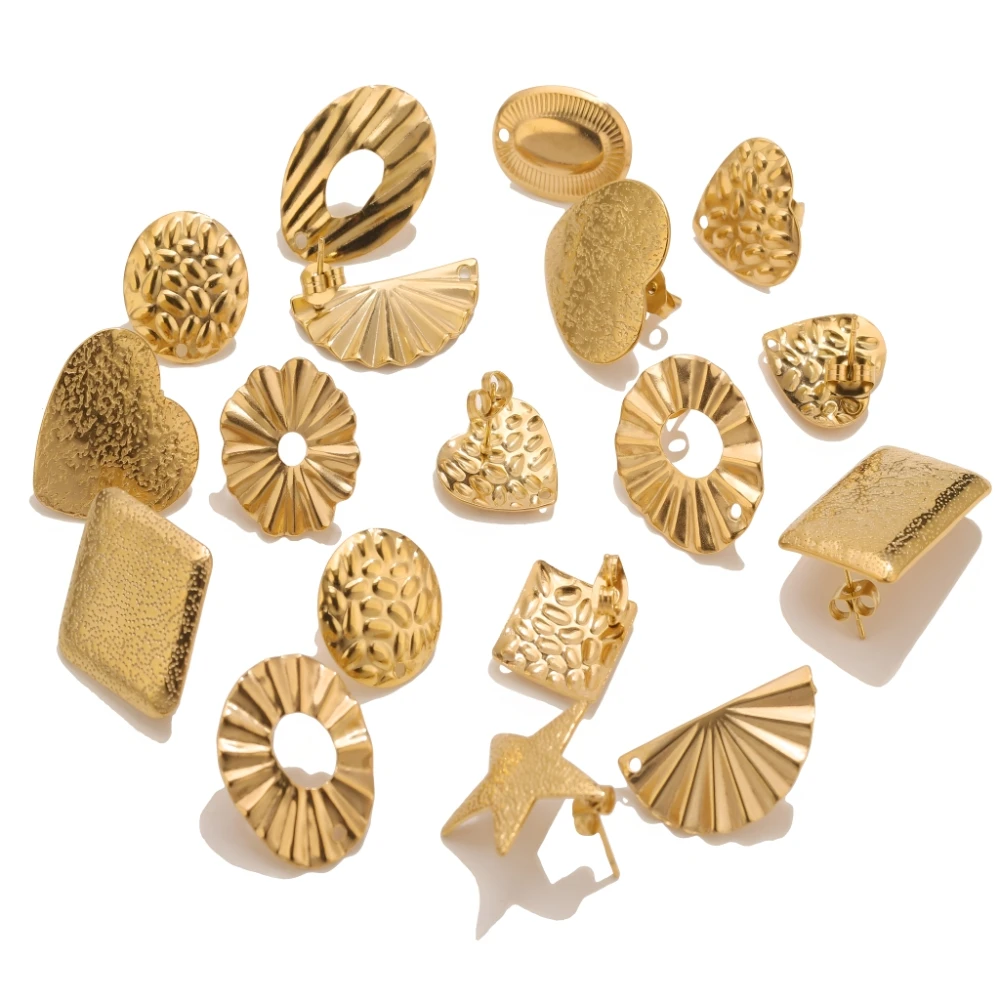 10pcs 18k Gold Stainless Steel Earring Studs Heart Star Geometric Earring Base Components for DIY Jewelry Making Wholesale Parts
10pcs 18k Gold Stainless Steel Earring Studs Heart Star Geometric Earring Base Components for DIY Jewelry Making Wholesale Parts