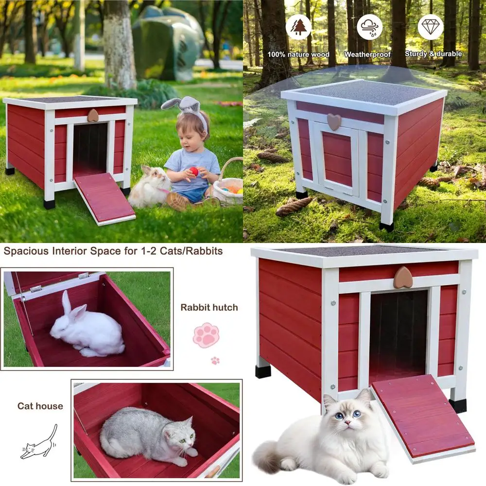 Weather-Resistant Wooden Small Animal House for Outdoor Cats and Rabbits - Red
Weather-Resistant Wooden Small Animal House for Outdoor Cats and Rabbits - Red