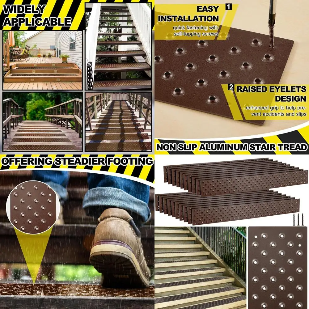 20 Pcs Non Slip Aluminum Stair Tread 30 x 3.75 Inch Metal Stair Nosing Powder Coated Anti Slip Outdoor Treads with Carbon Steel
20 Pcs Non Slip Aluminum Stair Tread 30 x 3.75 Inch Metal Stair Nosing Powder Coated Anti Slip Outdoor Treads with Carbon Steel