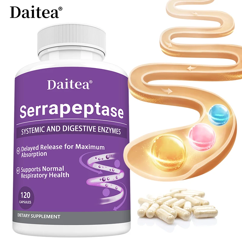 Serrapeptase с задержкой, 45 000 порций по порции, 120 веганских капсул, системные и пищевые ферменты, добавка без ГМО 
Serrapeptase с задержкой, 45 000 порций по порции, 120 веганских капсул, системные и пищевые ферменты, добавка без ГМО