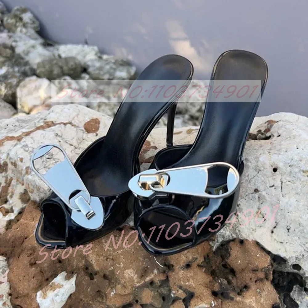 Huge Big Zipper Peep Toe Stiletto Mules Women Trendy Casual Black Leather High Heels Mules Ladies Party Summer Shoes Big Size
Huge Big Zipper Peep Toe Stiletto Mules Women Trendy Casual Black Leather High Heels Mules Ladies Party Summer Shoes Big Size