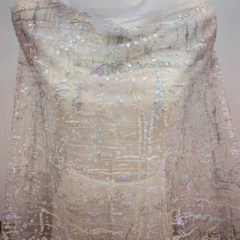 New Style Shiny Sequins Lace Fabric Wedding Dress Soft Fabric Evening Gown DIY Accessories
New Style Shiny Sequins Lace Fabric Wedding Dress Soft Fabric Evening Gown DIY Accessories
