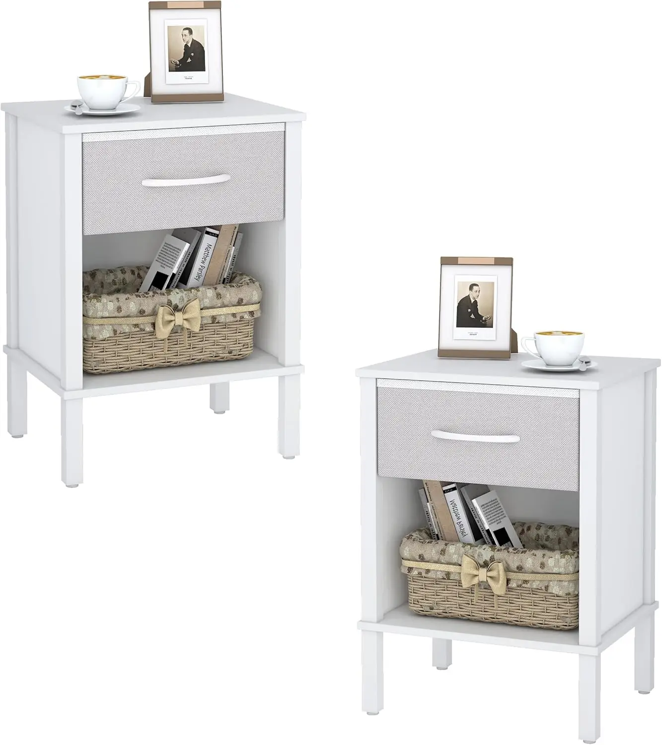 End Table Set Of 2, White Nightstand With Fabric Drawer, Bed Side Table,Side Table, Modern Nightstand For Living Room,Bed
End Table Set Of 2, White Nightstand With Fabric Drawer, Bed Side Table,Side Table, Modern Nightstand For Living Room,Bed
