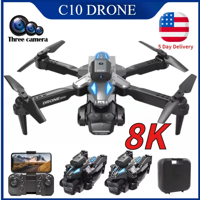 C10 8K HD RC Drone with Triple Camera WiFi FPV Obstacle Avoidance Remote Control Quadcopter Helicopter Toy for Adults and Kids
C10 8K HD RC Drone with Triple Camera WiFi FPV Obstacle Avoidance Remote Control Quadcopter Helicopter Toy for Adults and Kids