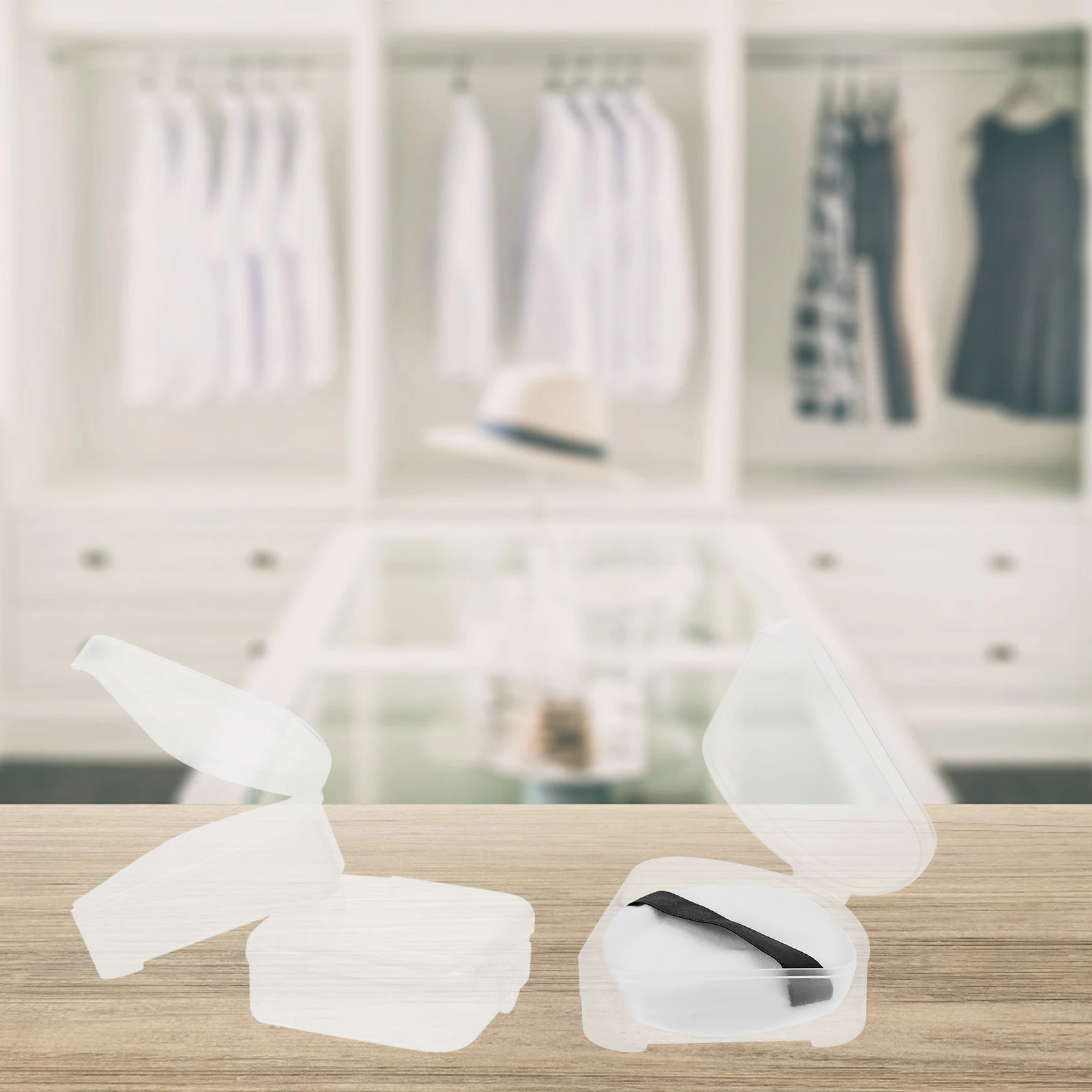 8Pcs Powder Puff Storage Box Transparent Plastic Makeup Sponge Holder for Triangular and Square Sponges Small Puff