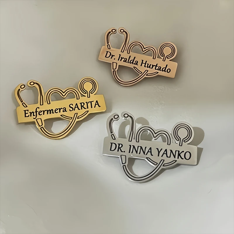 Personalized Customized Women's brooch Stainless Steel Name Letter Stethoscope Pin Professional Engraved Name Logo Badge Brooch
Personalized Customized Women's brooch Stainless Steel Name Letter Stethoscope Pin Professional Engraved Name Logo Badge Brooch