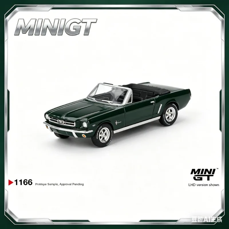 MINI GT1: 64 # 1166 Ford Mustang convertible green alloy car model simulation static ornament, adult collectible, male toy.
MINI GT1: 64 # 1166 Ford Mustang convertible green alloy car model simulation static ornament, adult collectible, male toy.
