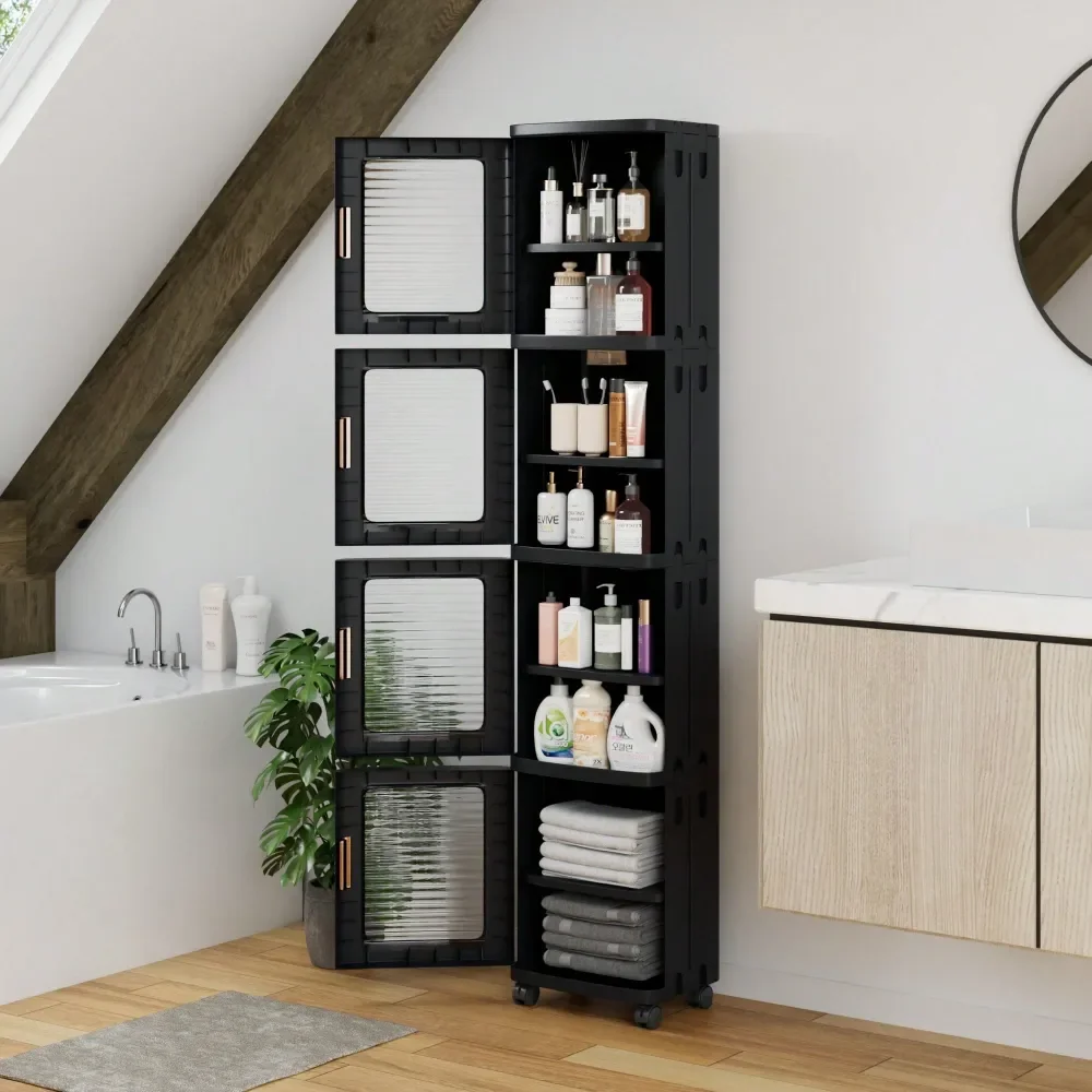 Tall Bathroom Cabinet With Adjustable Shelves 65.4 Slim Storage Cabinet With Wheels, Waterproof Organizer
Tall Bathroom Cabinet With Adjustable Shelves 65.4 Slim Storage Cabinet With Wheels, Waterproof Organizer