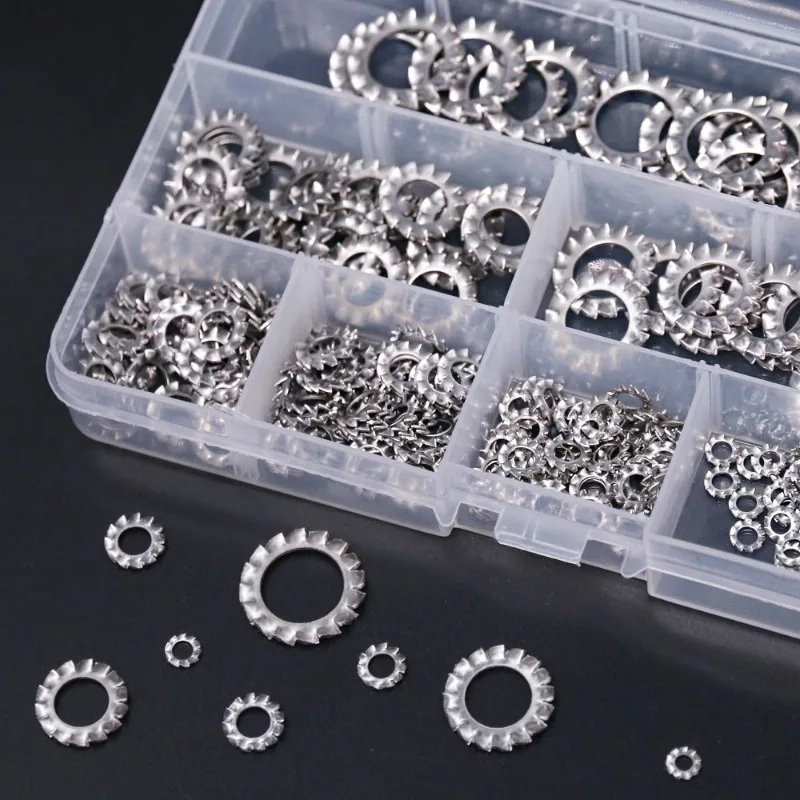 300Pcs 304 Stainless Steel External Tooth Star Lock Washers Assortment Kit M2.5 M3 M4 M5 M6 M8 M10 M12 Anti loosening gasket
300Pcs 304 Stainless Steel External Tooth Star Lock Washers Assortment Kit M2.5 M3 M4 M5 M6 M8 M10 M12 Anti loosening gasket