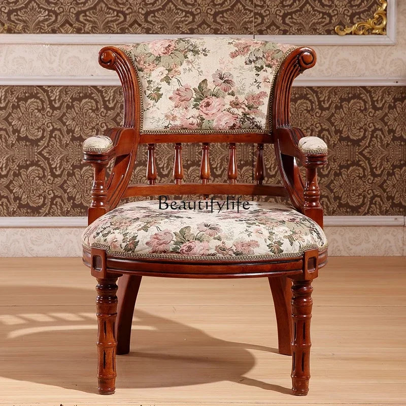 13American-style Armrest Dining Chair Solid Wood European-style Home Coffee Table Balcony Leisure Backrest Chair 
13American-style Armrest Dining Chair Solid Wood European-style Home Coffee Table Balcony Leisure Backrest Chair